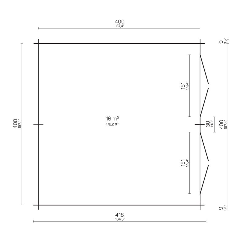 Klovborg Brndeskur 16 m2